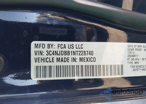 2022 Jeep Compass Latitude 4X4 from USA, damaged, VIN 3C4NJDBB1NT228740